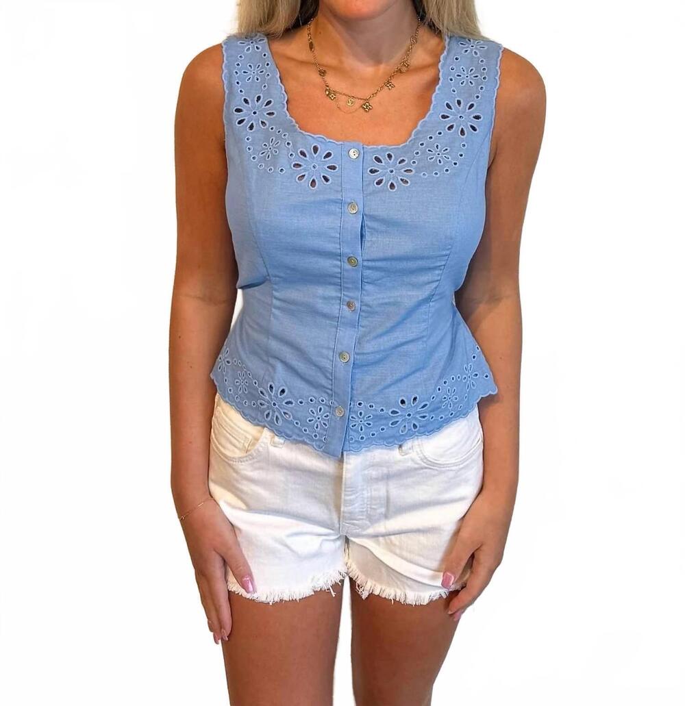 NEW ADELINE ellie eyelet top in blue